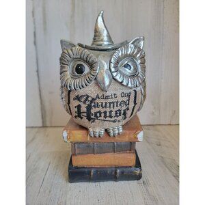 Rustic‎ Halloween owl book stack Unique Home Decor silver